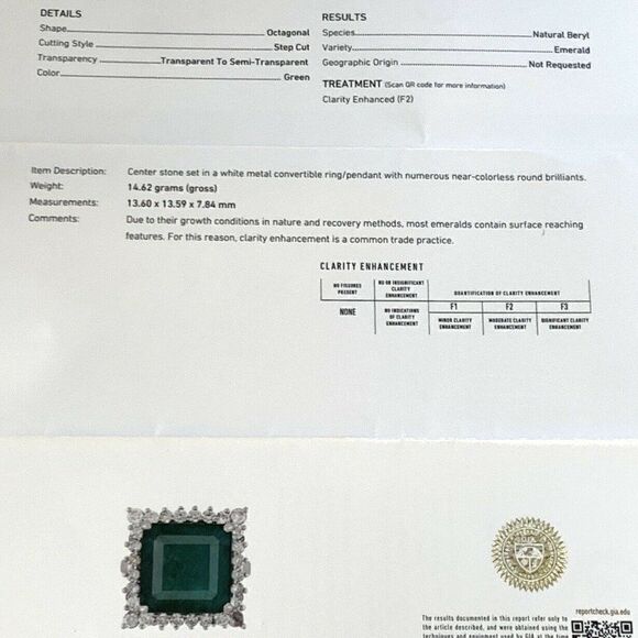 Diamond Emerald Necklace 18" Platinum 9.70 TCW GIA Certified $16,950 921902 - Picture 10 of 11